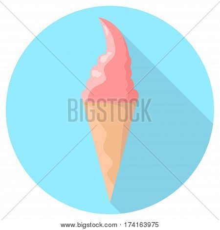 Vector ice cream icon with long shadow flat