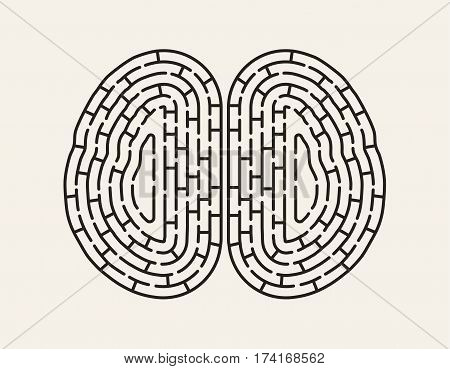 Labyrinth Brain flat illustration, vector background, eps10