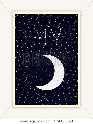 My Moon night sky constellation lettering Happy Valentines Day