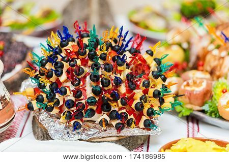 Buffet. Meat Chesee And Vegetables Dish