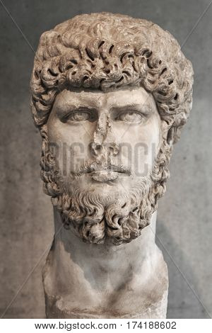 Portrait statue of the Rome emperor Lucius Verus.