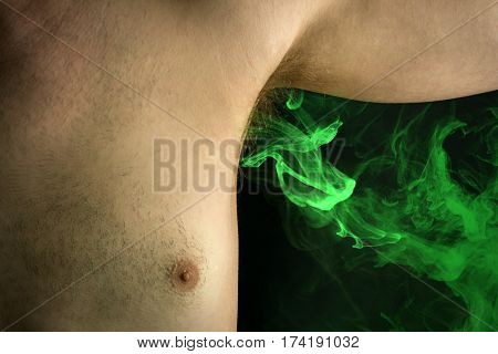 Plumes of smelly armpit body odor waft into the air