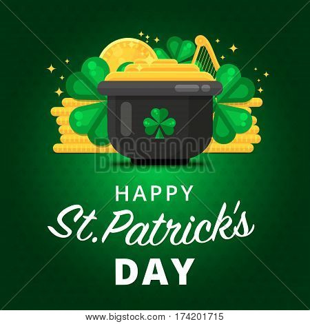 St. Or Saint Patrick's Day Vector Background Design. La Fheile Padraig Holiday Banner Layout. Greeti