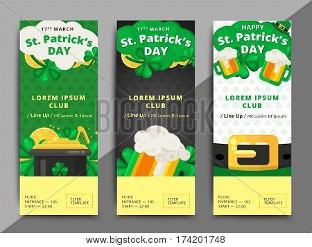 St. Or Saint Patrick's Day Vector Flyer Template Design. La Fheile Padraig Banner. Greeting Letter O