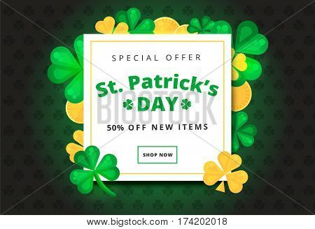 St. Or Saint Patrick's Day Vector Background Design. La Fheile Padraig Holiday Banner Layout. Greeti
