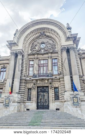 Bucharest, Romania - May 25, 2014: The Cec Palace Build In 1900, Design By Paul Gottereau.