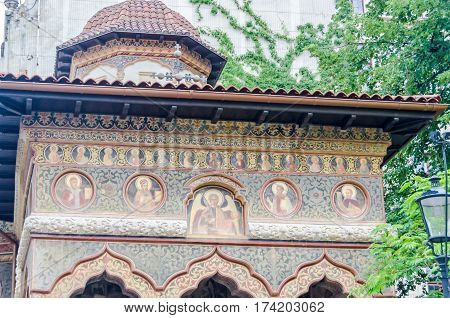Bucharest, Romania - May 25, 2014: The Old Church Stavropoleos (city Of Cross) Build By Ioanichie St