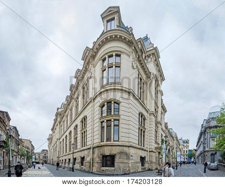 Bucharest, Romania - May 25, 2014: The Streets With Old, Vintage Buildings From Victoria Avenue (cal