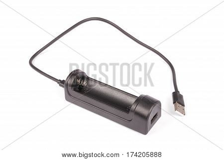 Electric charger to the battery Lantern isolated on a white background with soft shadow. Clipping path