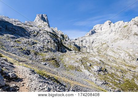 Spanish mountain Naranjo de Bulnes, symbol of mountain climbing in Spain
