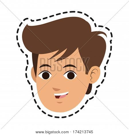 face of caucasian young man icon image vector illustration design