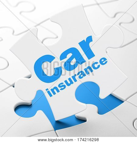 Insurance concept: Car Insurance on White puzzle pieces background, 3D rendering