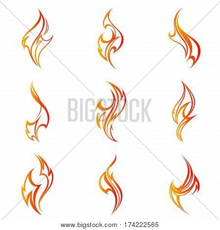 Fire flames. Abstract element for design. Vector illustration.