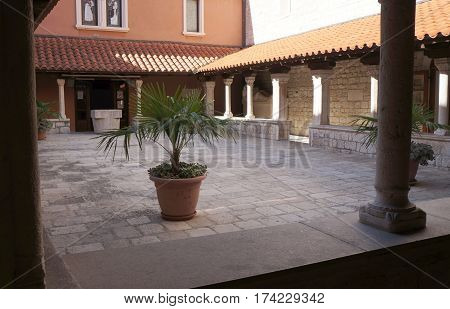 SPLIT, CROATIA - OCTOBER 17, 2016: Church cloister in Split, Croatia