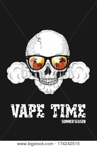 Poster For Vape Shop. Skull. Vector Illustration