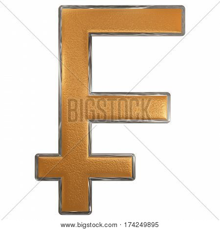 Symbol Of French Franc, Isolated On White  Background, 3D Illustration
