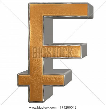 Symbol Of French Franc, Isolated On White  Background, 3D Illustration