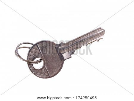 Metal chain and lock on white background  