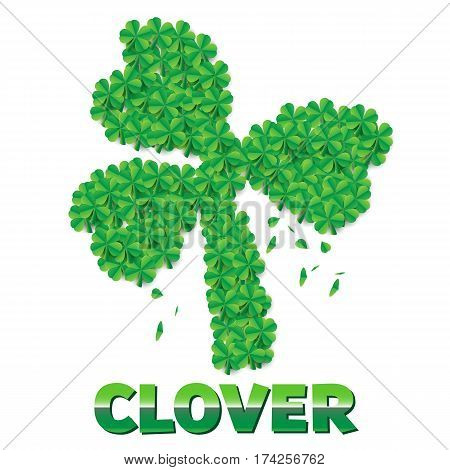 Shamrock or clover leaf made of scattered leaves