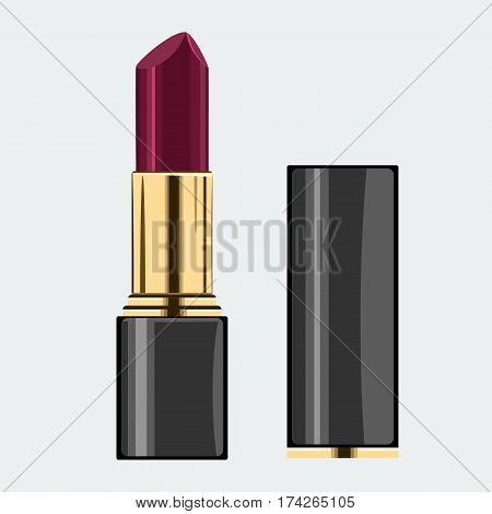 Colorful lipstick model with cap. Mock up with flat and solid color design. Illustrated vector