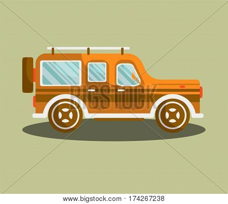 Camper bus or camping van vector flat isolated icon. Motorhome car or vehicle for holiday trip or vintage or modern coach