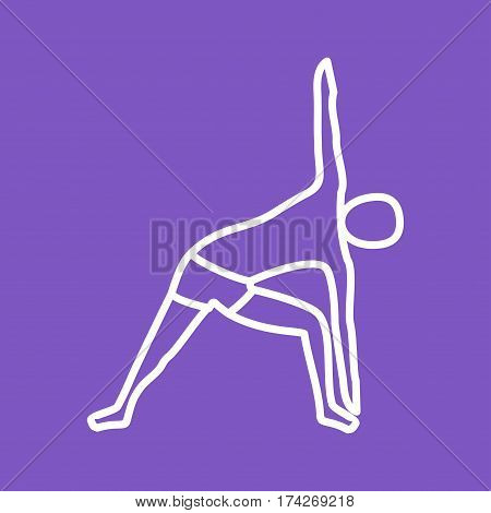 Pose, triangle, left icon vector image. Can also be used for yoga poses. Suitable for mobile apps, web apps and print media.