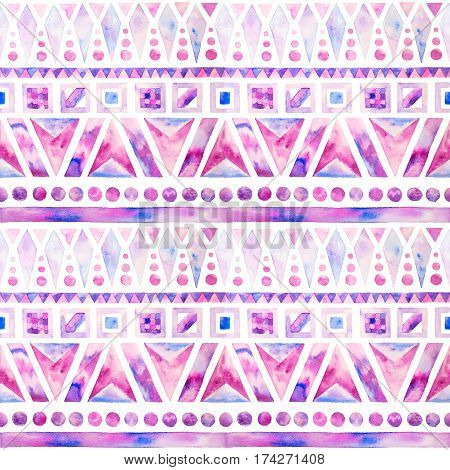 Abstract hand painted geometric watercolour seamless pattern