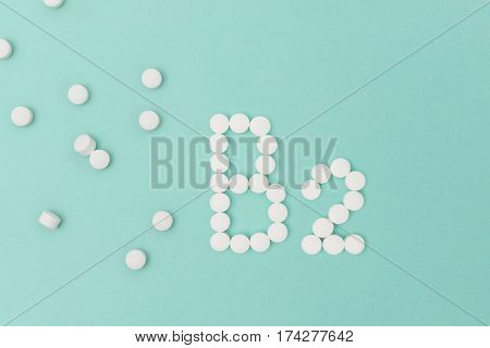 Vitamin B2 Pills Forming The Word 'b2'