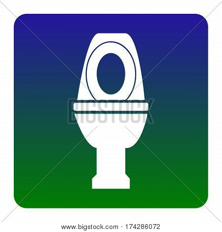 Toilet sign illustration. Vector. White icon at green-blue gradient square with rounded corners on white background. Isolated.