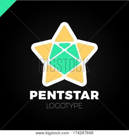 Penta Line Star Logo. Pentagon Star Direction