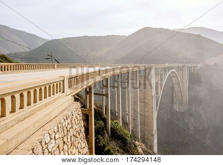 Bixby Creek Bridge on Highway 1. Big Sur Area, California, USA.