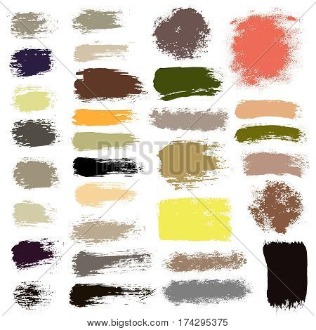 Grunge paint vector. Painted brush stroke stripes. Rectangle text box set. Distress texture backgrounds. Hand drawn banners, labels. Black textured design elements. Grungy scratch effect paintbrush.