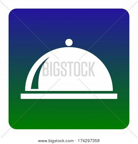 Server sign illustration. Vector. White icon at green-blue gradient square with rounded corners on white background. Isolated.