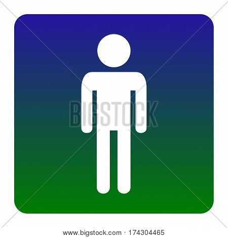 Man sign illustration. Vector. White icon at green-blue gradient square with rounded corners on white background. Isolated.