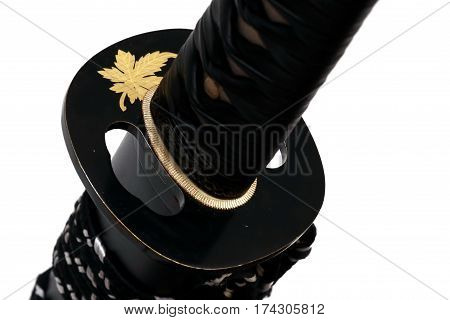 Tsuba : Hand Guard Of Japanese Sword With White Background