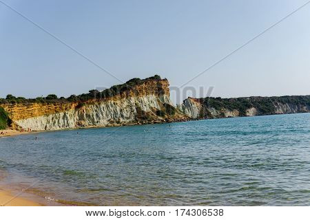 Ionian sea coastline at gerakas beach in Zakynthos island