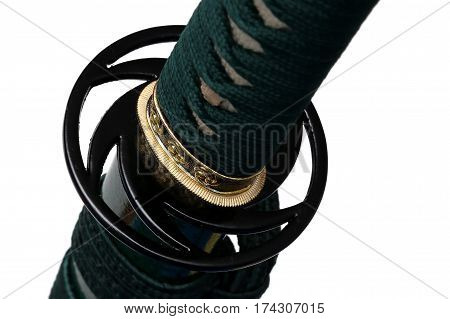Tsuba : Hand Guard Of Japanese Sword With White Background