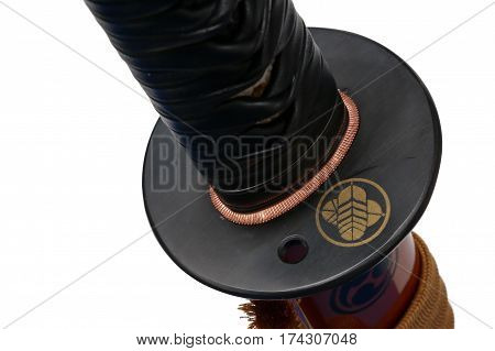 Tsuba : Hand Guard Of Japanese Sword With White Background
