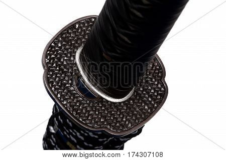Tsuba : Hand Guard Of Japanese Sword With White Background