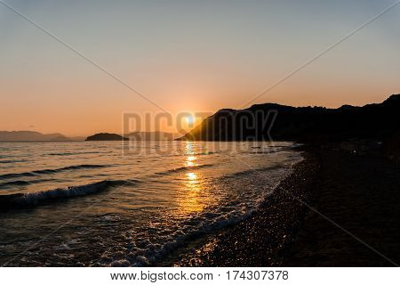 Ionian sea coastline at gerakas beach in Zakynthos island