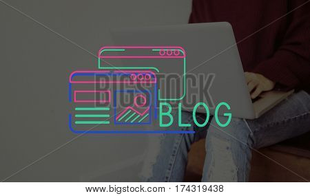 Illustration of blog social media connection networking