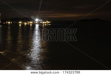 Bright Light on a jetty at night