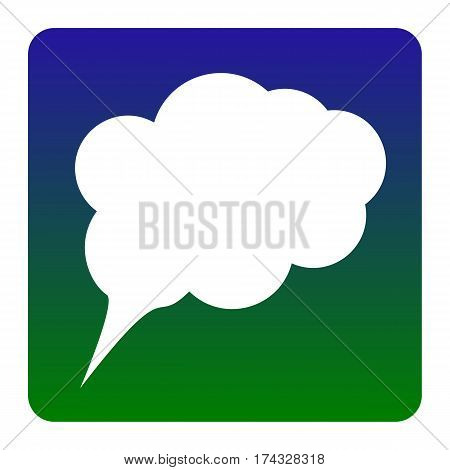 Speach bubble sign illustration. Vector. White icon at green-blue gradient square with rounded corners on white background. Isolated.