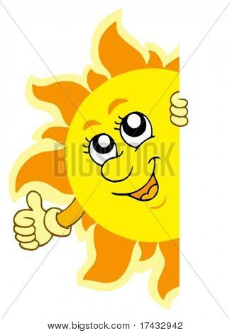 Sun mit Händen - Vektor-Illustration lauern.