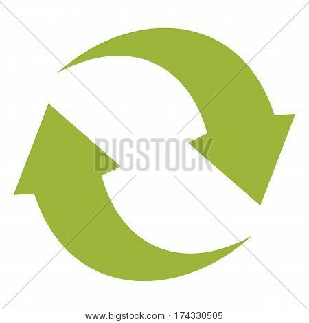 Ecologycal flat green recycle eco sign isolated on white background. Vector illustration
