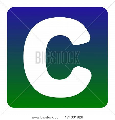 Letter C sign design template element. Vector. White icon at green-blue gradient square with rounded corners on white background. Isolated.