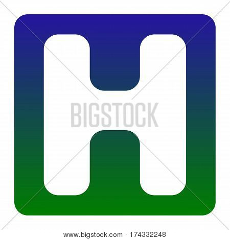 Letter H sign design template element. Vector. White icon at green-blue gradient square with rounded corners on white background. Isolated.
