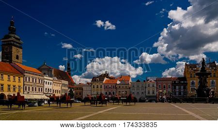 Panorama view of Premysla Otokar square Ceske Budejovice Chech Republic