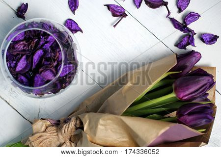 A bouquet of tulips: congratulations, March 8 (International Women's Day), February 14th (Valentine's Day), holiday, decoration