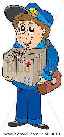 Mailman leveren box - vectorillustratie.